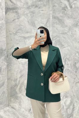 کت دو دکمه عمودی آستین پاگن شانتون خطی