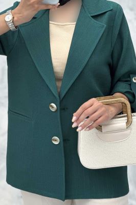 کت دو دکمه عمودی آستین پاگن شانتون خطی