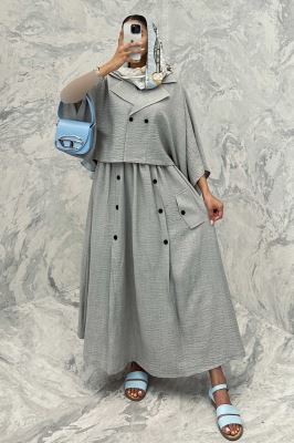 ست کت و دامن خفاشی دکمه زاماک شانتون