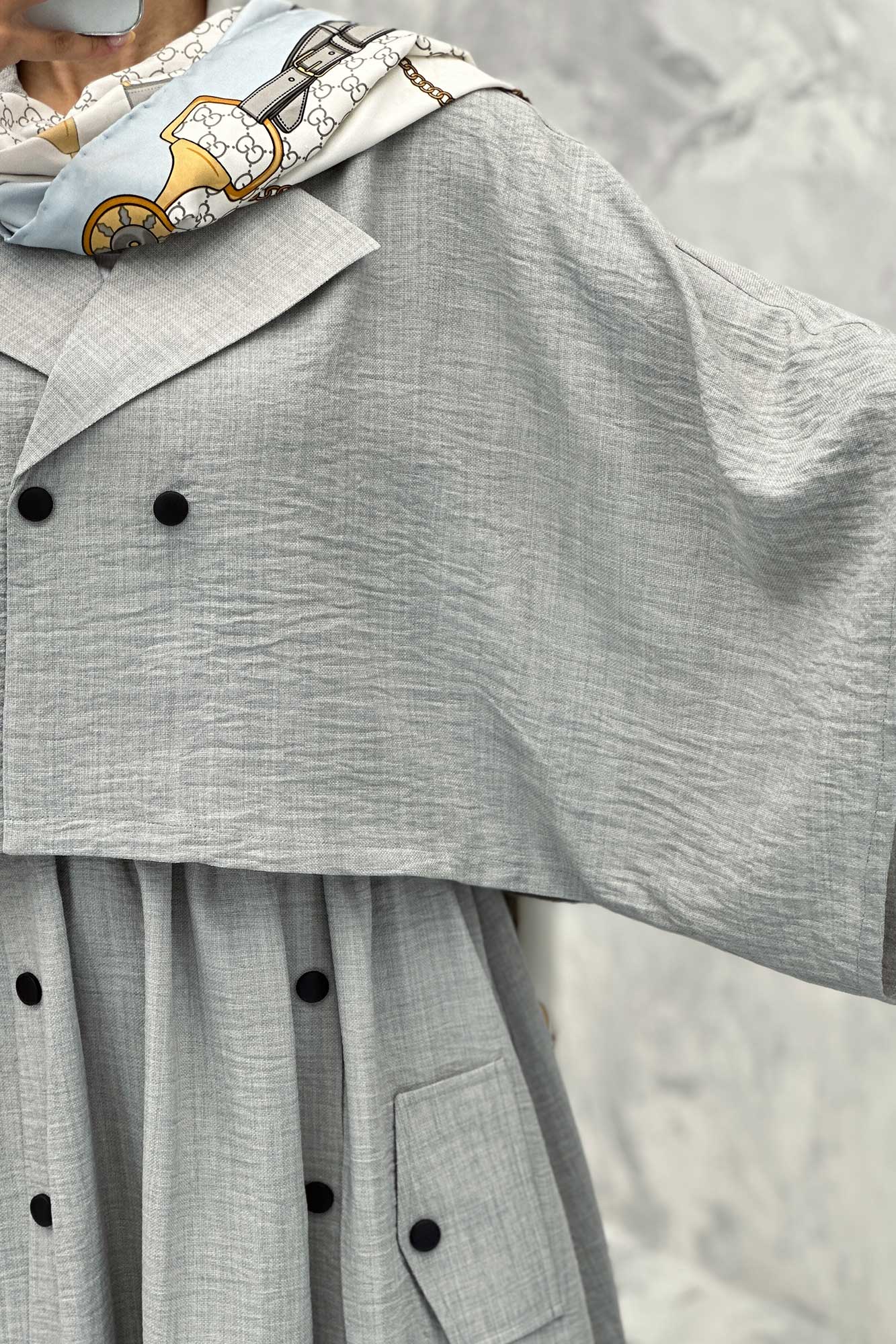 ست کت و دامن خفاشی دکمه زاماک شانتون