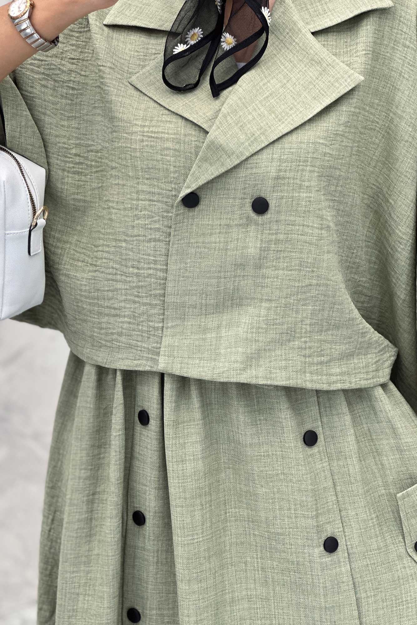 ست کت و دامن خفاشی دکمه زاماک شانتون