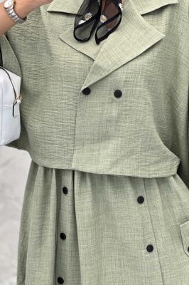 ست کت و دامن خفاشی دکمه زاماک شانتون