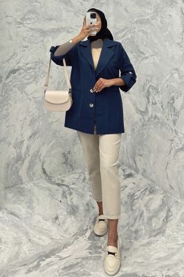 مانتو کتی دو دکمه لینن مهیلا