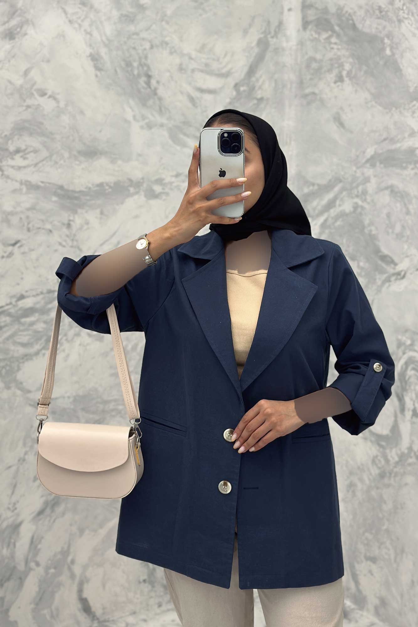 مانتو کتی دو دکمه لینن مهیلا