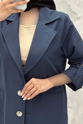 مانتو کتی دو دکمه لینن مهیلا