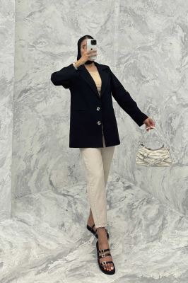 مانتو کتی دو دکمه لینن مهیلا