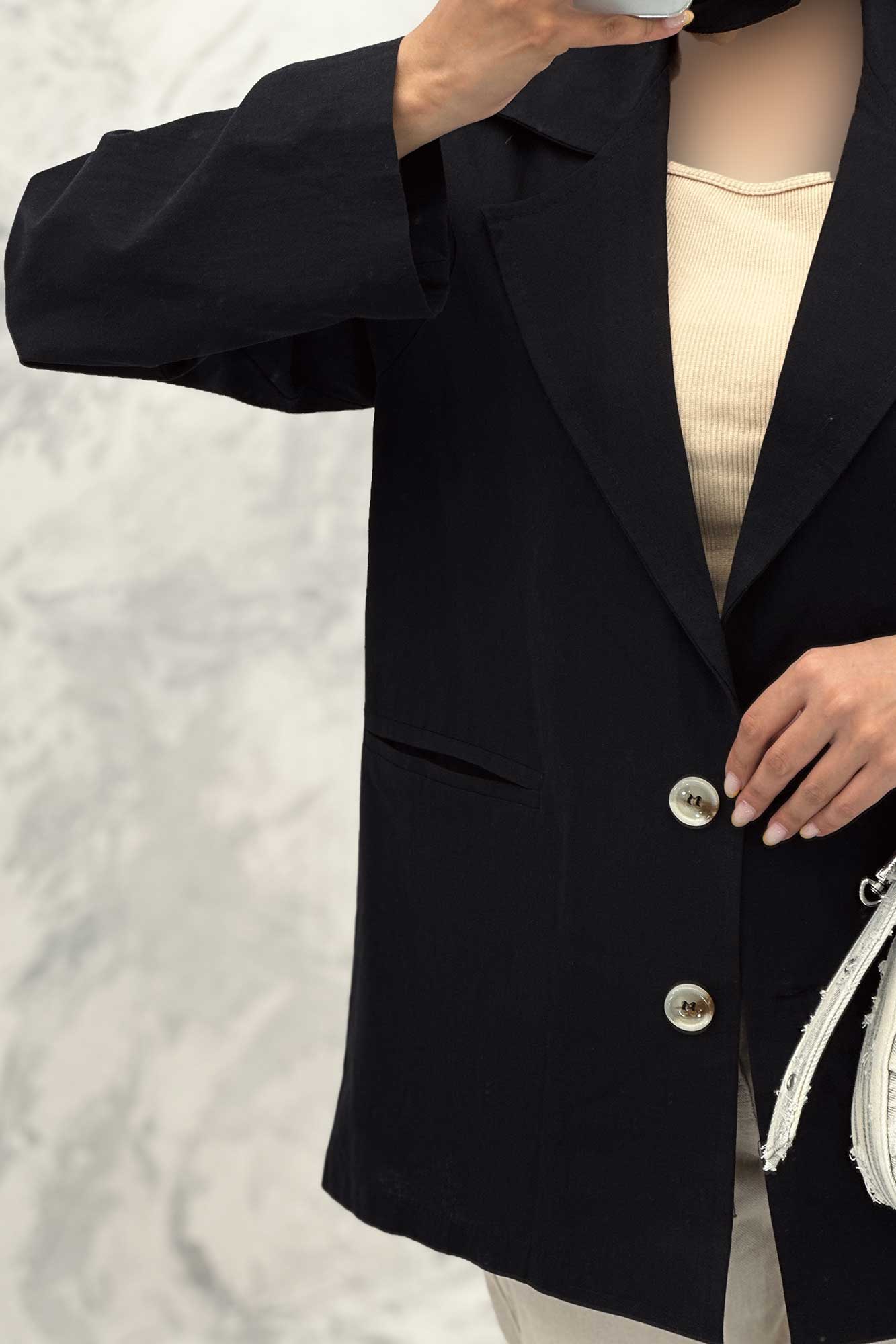 مانتو کتی دو دکمه لینن مهیلا