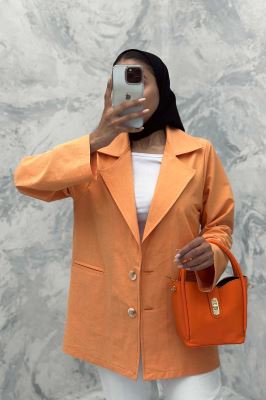 مانتو کتی دو دکمه لینن مهیلا