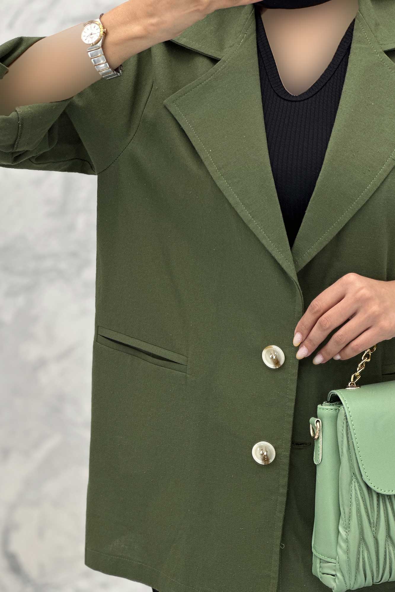 مانتو کتی دو دکمه لینن مهیلا