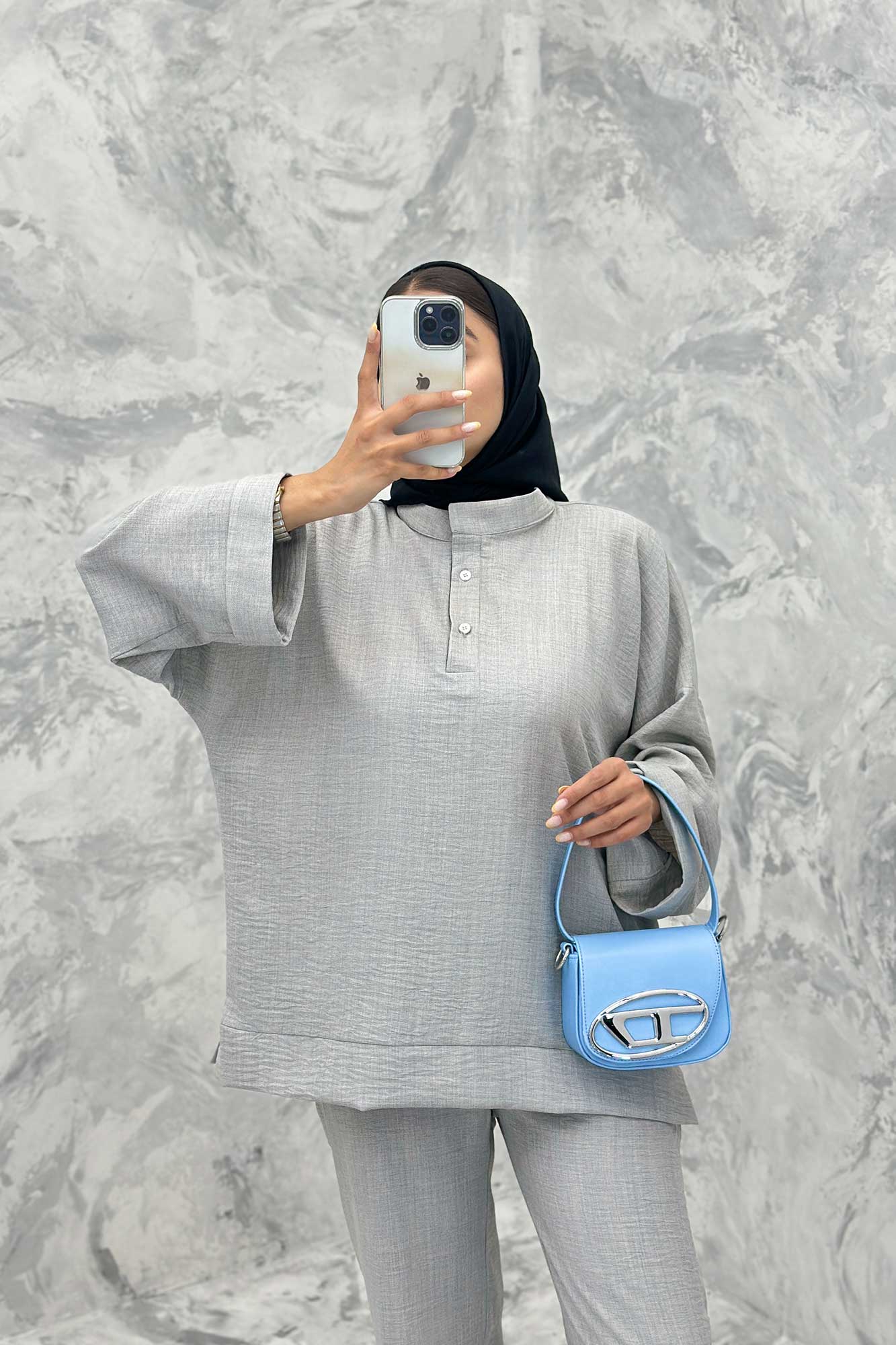 ست مانتو و شلوار یقه سه سانت شانتون دو دکمه