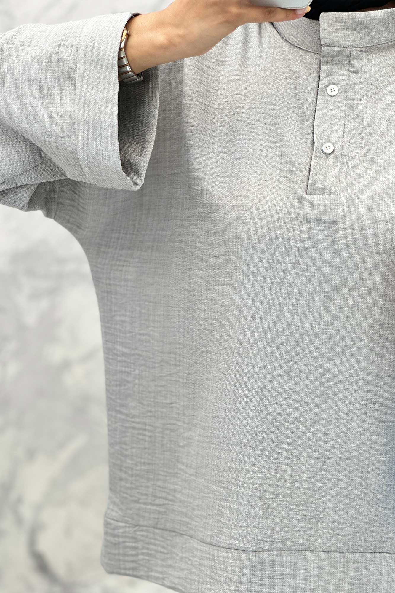 ست مانتو و شلوار یقه سه سانت شانتون دو دکمه