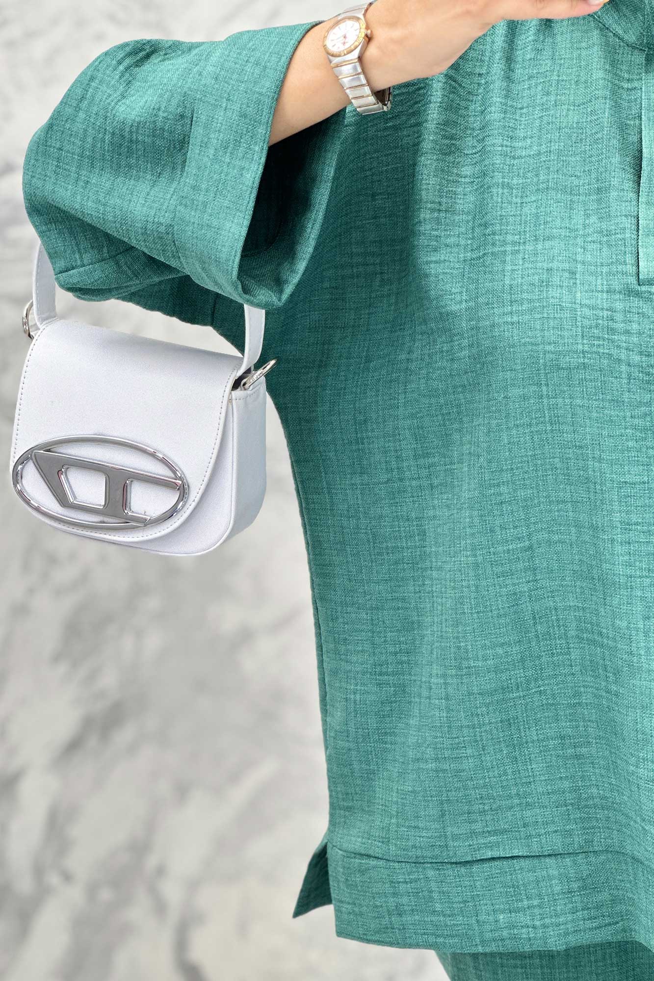 ست مانتو و شلوار یقه سه سانت شانتون دو دکمه