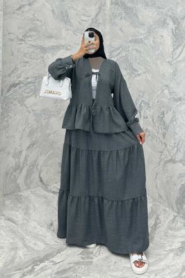 ست مانتو و دامن پله ای چیندار شانتون هلن