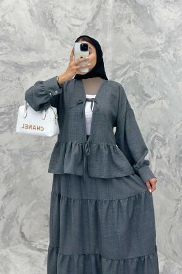 ست مانتو و دامن پله ای چیندار شانتون هلن