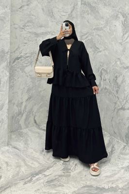 ست مانتو و دامن پله ای چیندار شانتون هلن