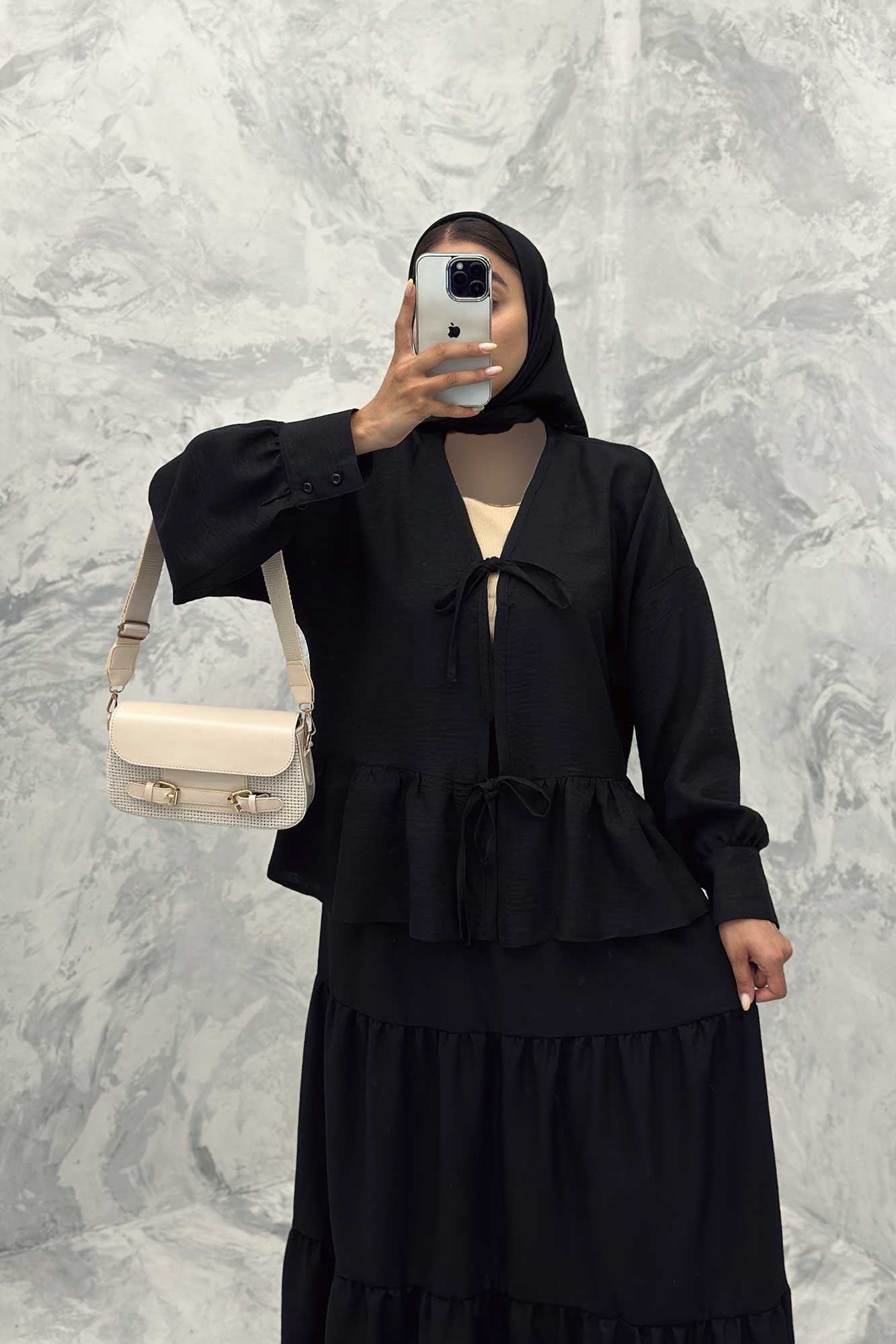 ست مانتو و دامن پله ای چیندار شانتون هلن