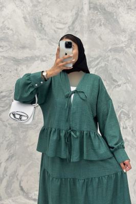 ست مانتو و دامن پله ای چیندار شانتون هلن