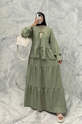 ست مانتو و دامن پله ای چیندار شانتون هلن