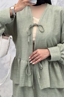 ست مانتو و دامن پله ای چیندار شانتون هلن