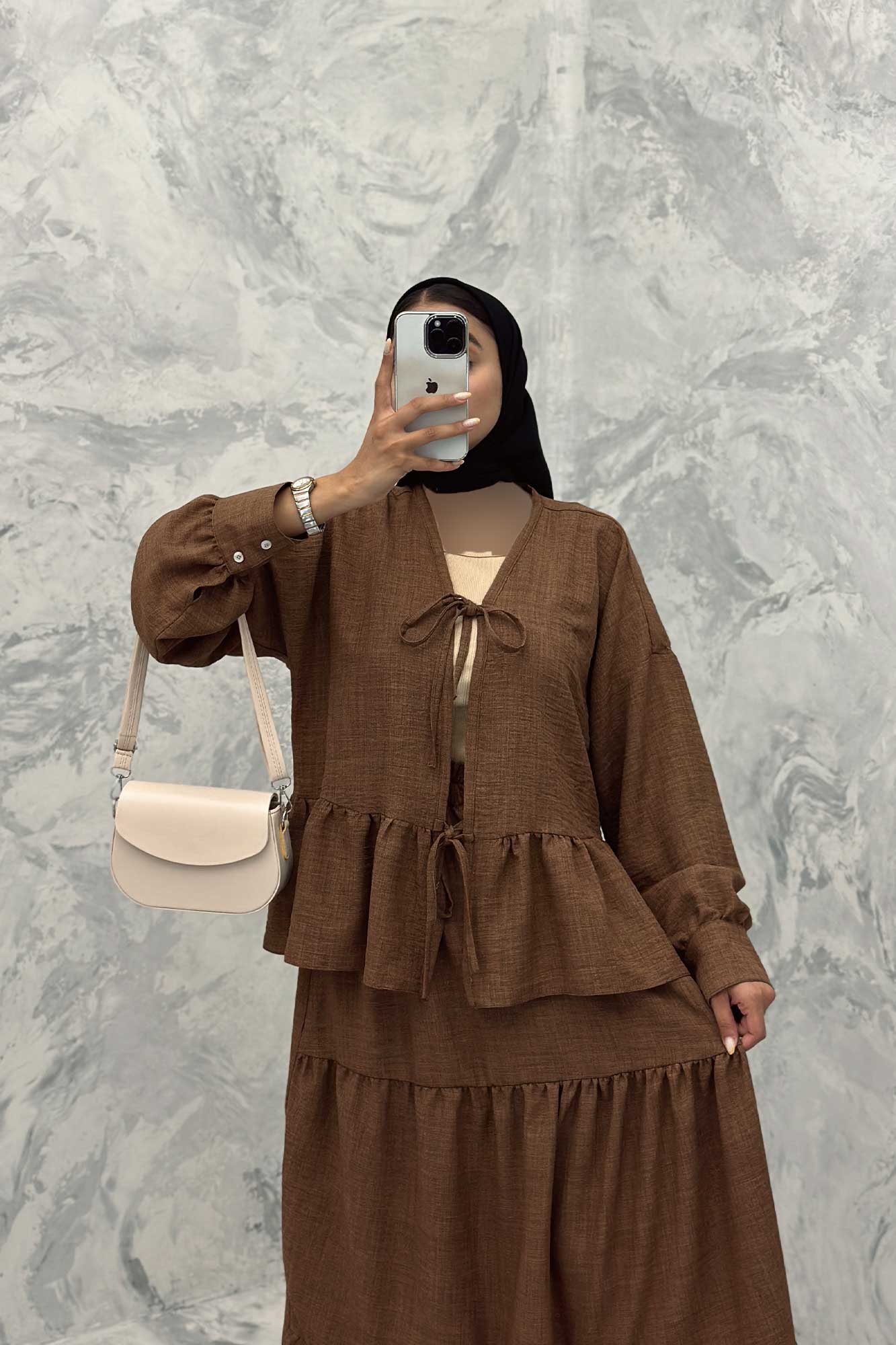 ست مانتو و دامن پله ای چیندار شانتون هلن