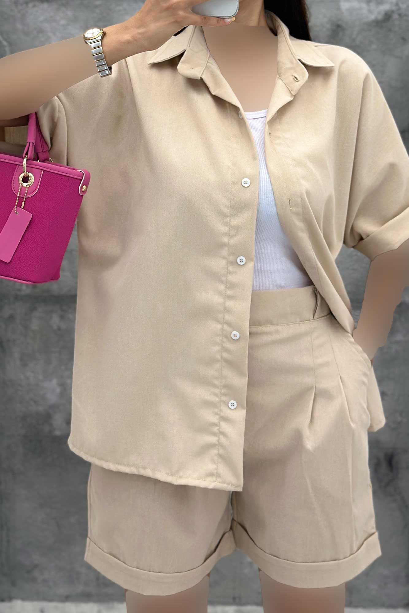 ست شومیز و شلوارک لینن ریموند