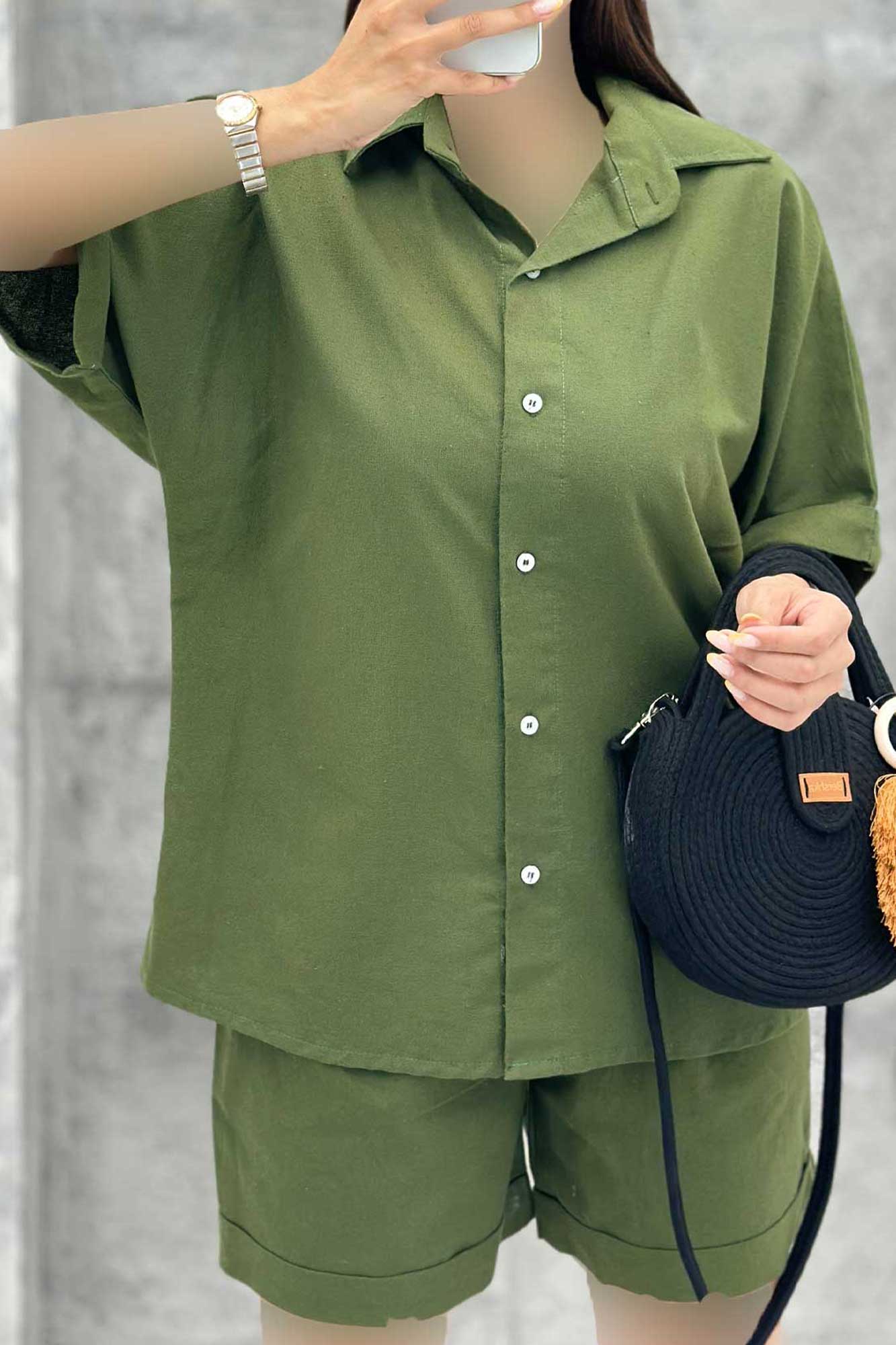 ست شومیز و شلوارک لینن ریموند