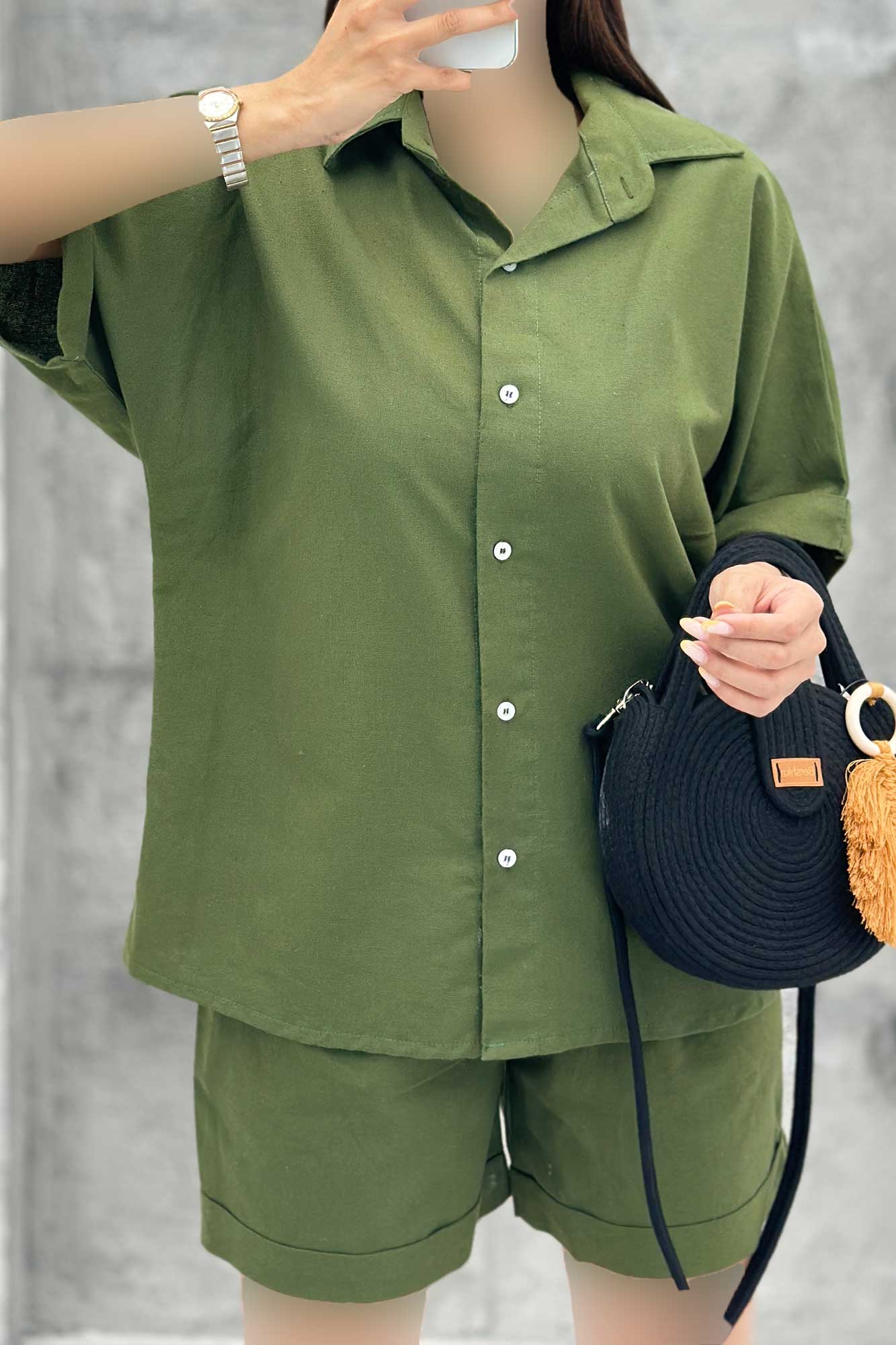 ست شومیز و شلوارک لینن ریموند