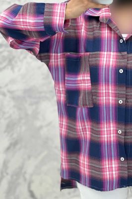 مانتو دو جیب خطی چهارخانه