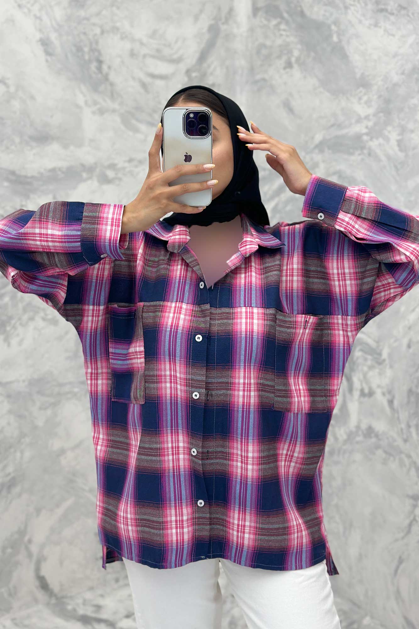 مانتو دو جیب خطی چهارخانه