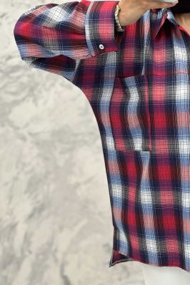 مانتو دو جیب خطی چهارخانه