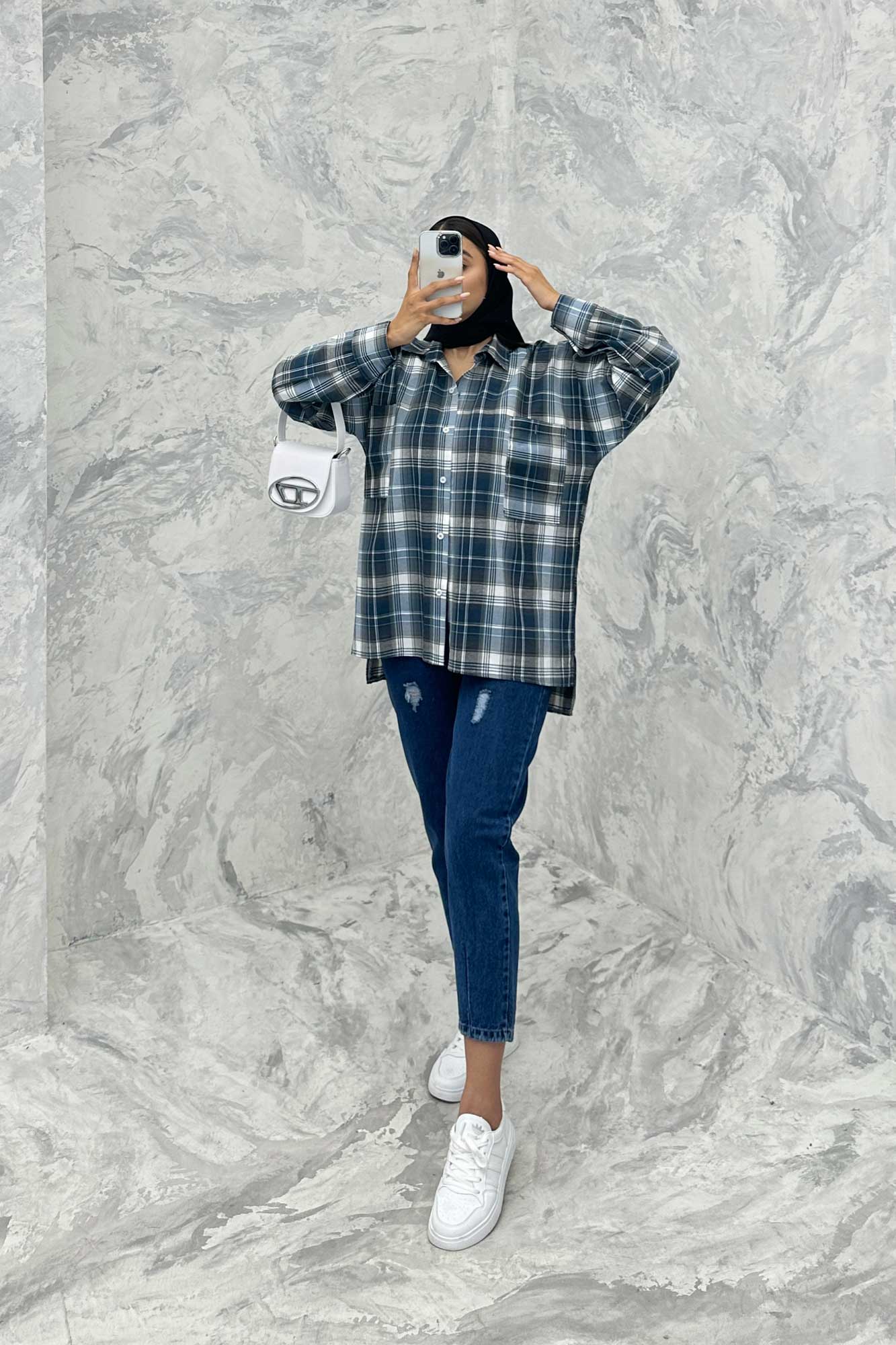 مانتو دو جیب خطی چهارخانه