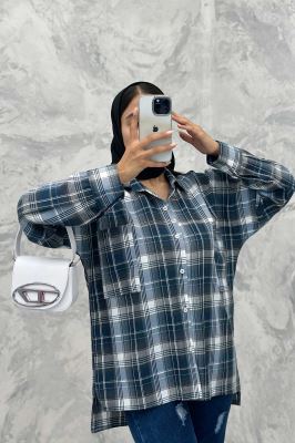 مانتو دو جیب خطی چهارخانه