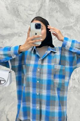 مانتو دو جیب خطی چهارخانه