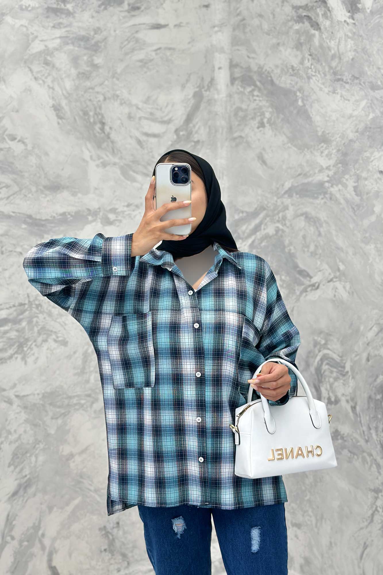 مانتو دو جیب خطی چهارخانه