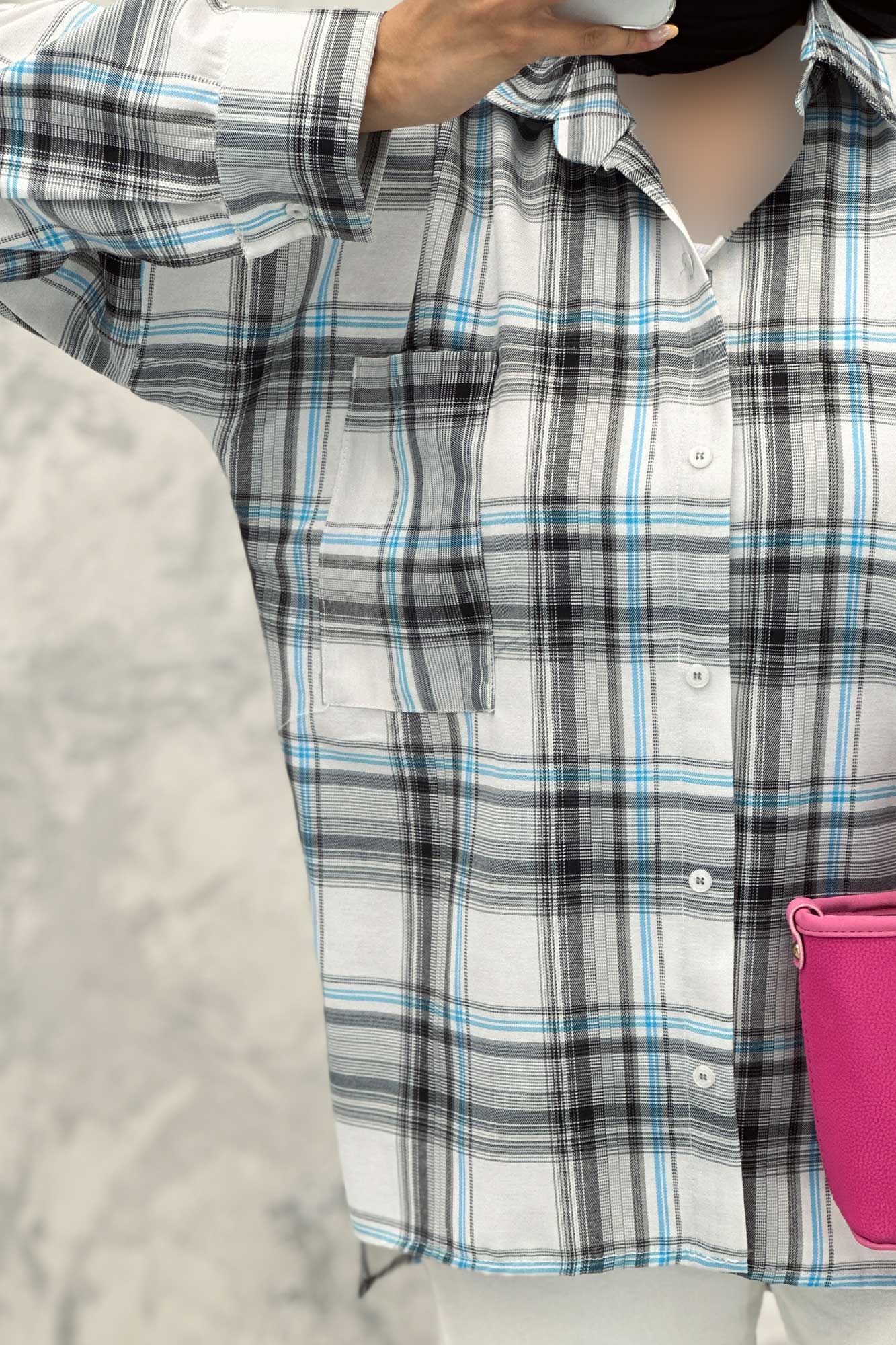 مانتو دو جیب خطی چهارخانه