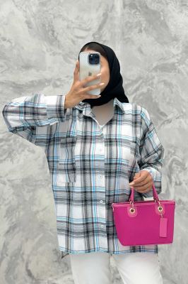 مانتو دو جیب خطی چهارخانه