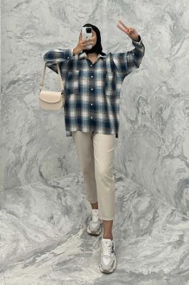 مانتو دو جیب خطی چهارخانه