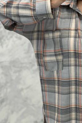 مانتو دو جیب خطی چهارخانه