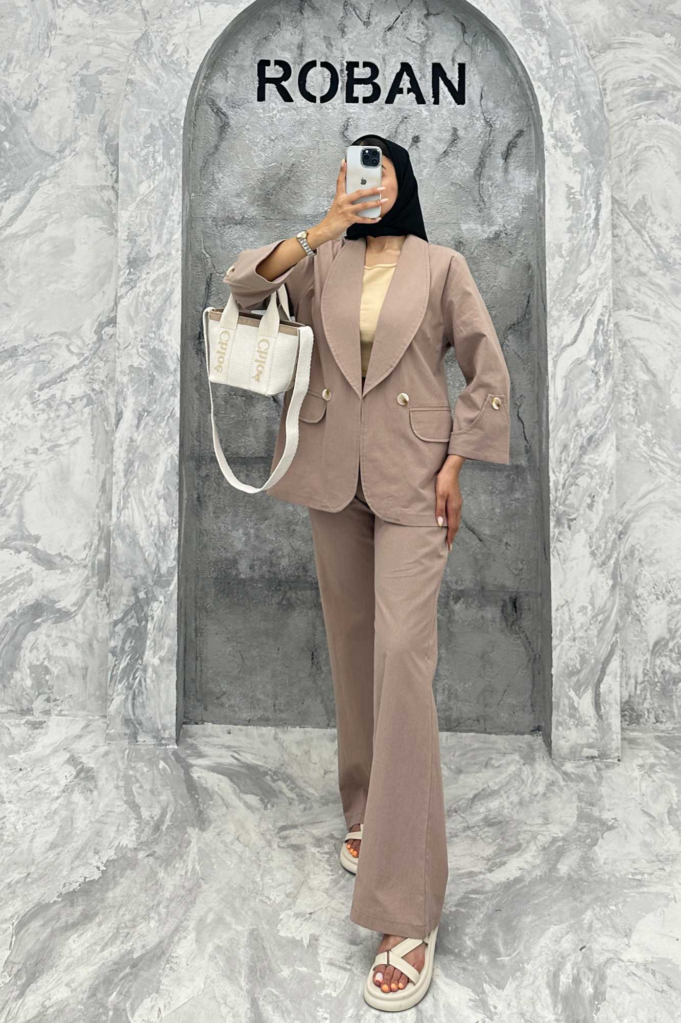 ست کت و شلوار یقه آرشال شکوفه