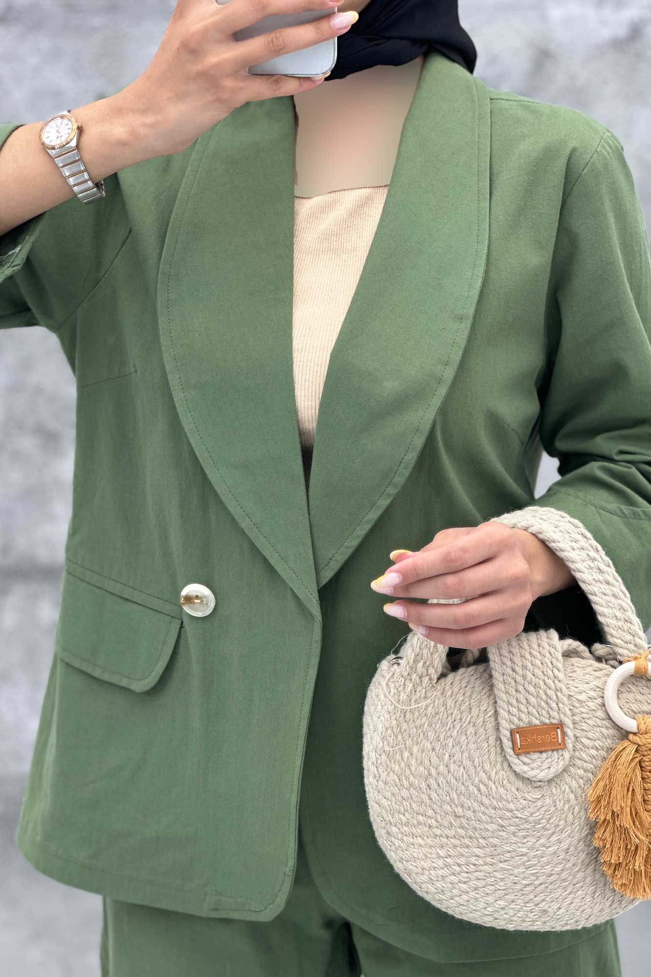 ست کت و شلوار یقه آرشال شکوفه