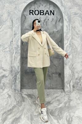 مانتو کتی چهار دکمه لینن ربکا