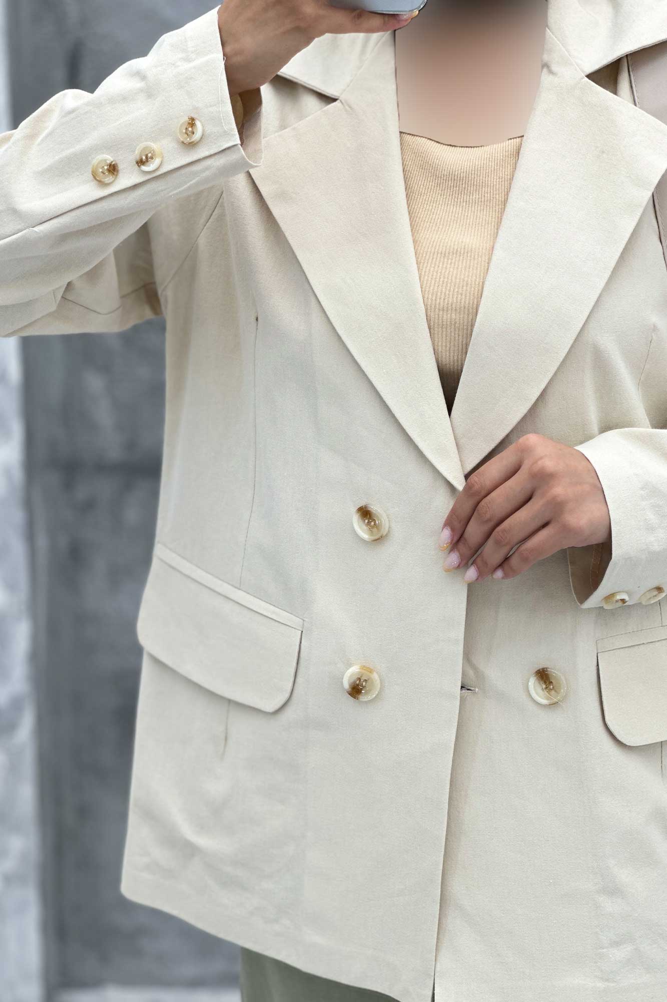 مانتو کتی چهار دکمه لینن ربکا