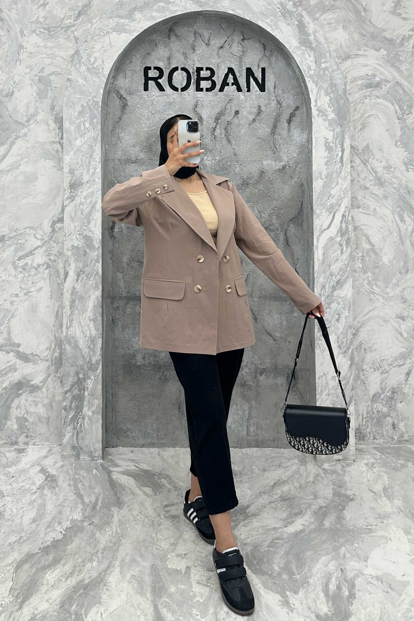 مانتو کتی چهار دکمه لینن ربکا