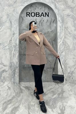 مانتو کتی چهار دکمه لینن ربکا