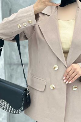 مانتو کتی چهار دکمه لینن ربکا