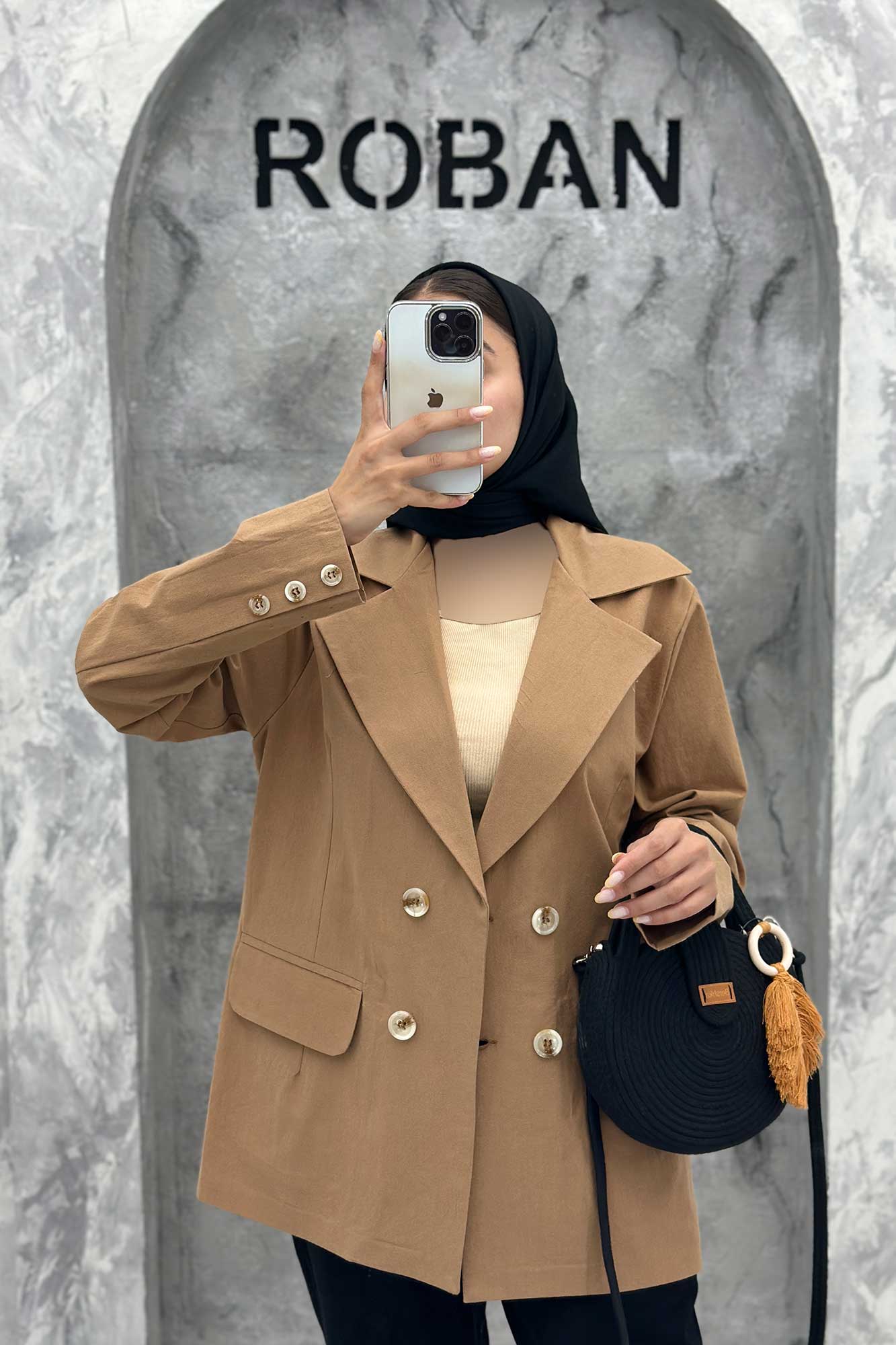 مانتو کتی چهار دکمه لینن ربکا