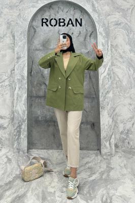 مانتو کتی چهار دکمه لینن ربکا