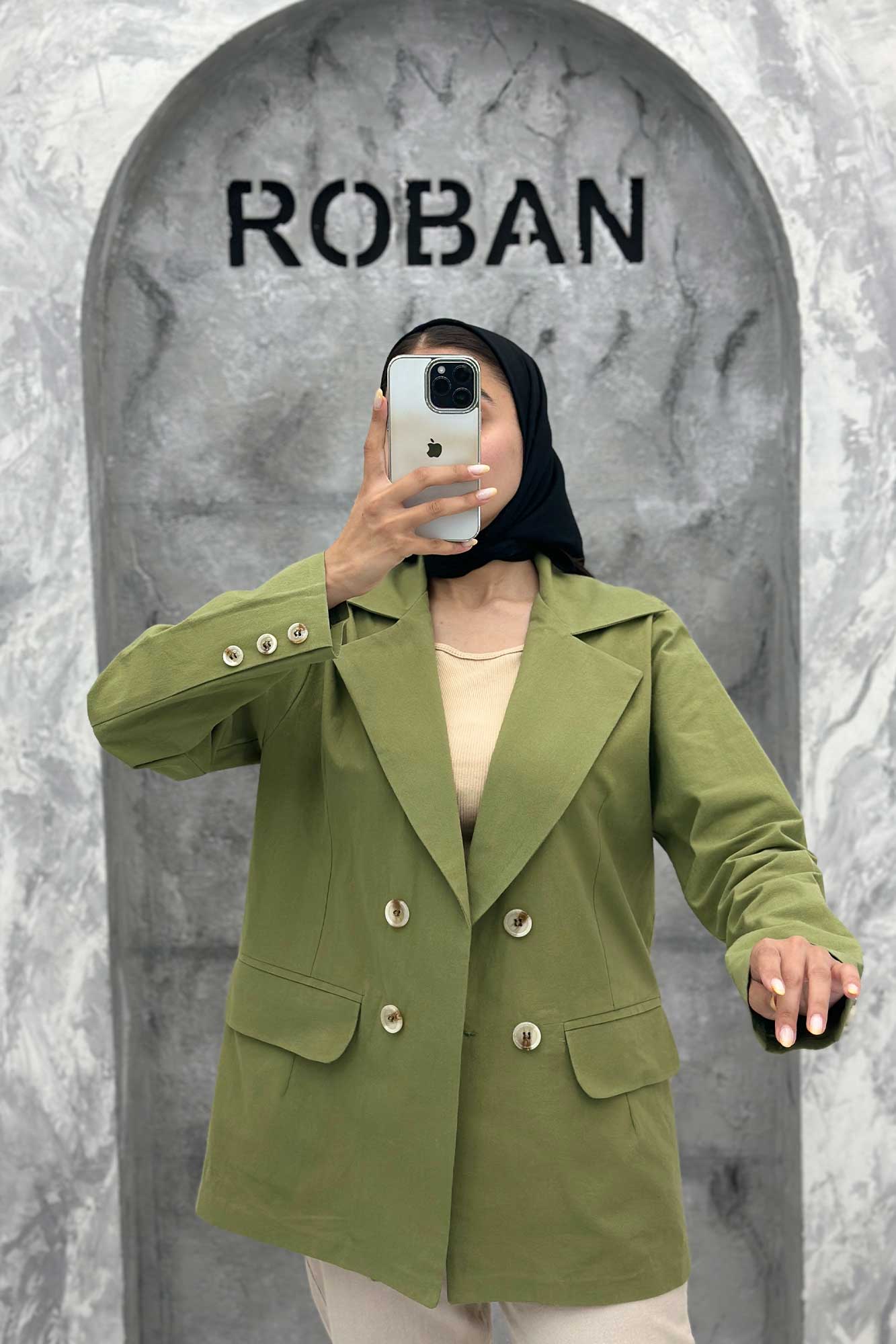 مانتو کتی چهار دکمه لینن ربکا