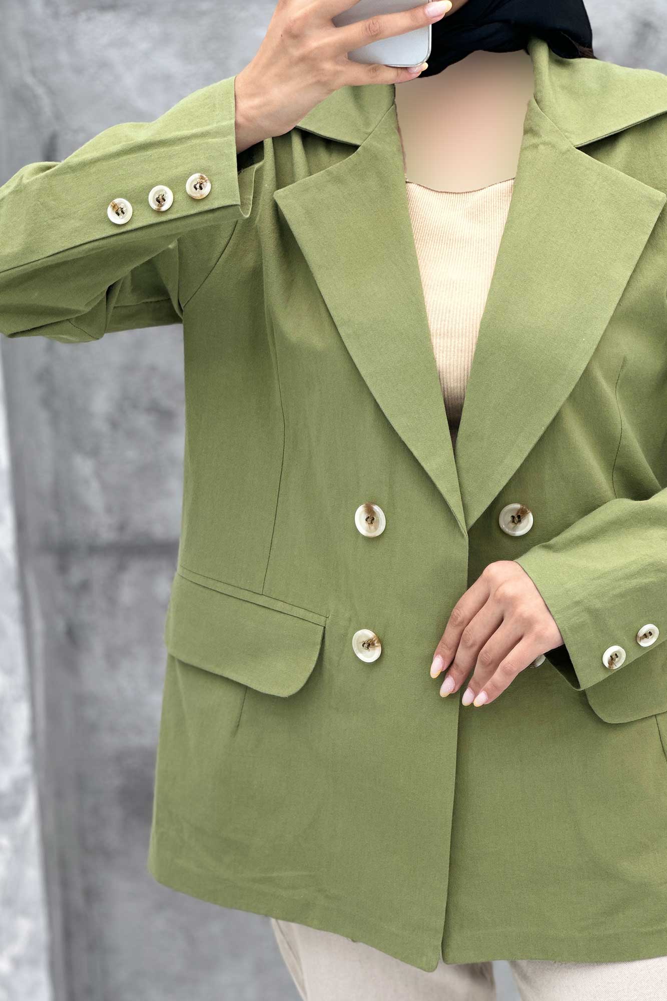 مانتو کتی چهار دکمه لینن ربکا