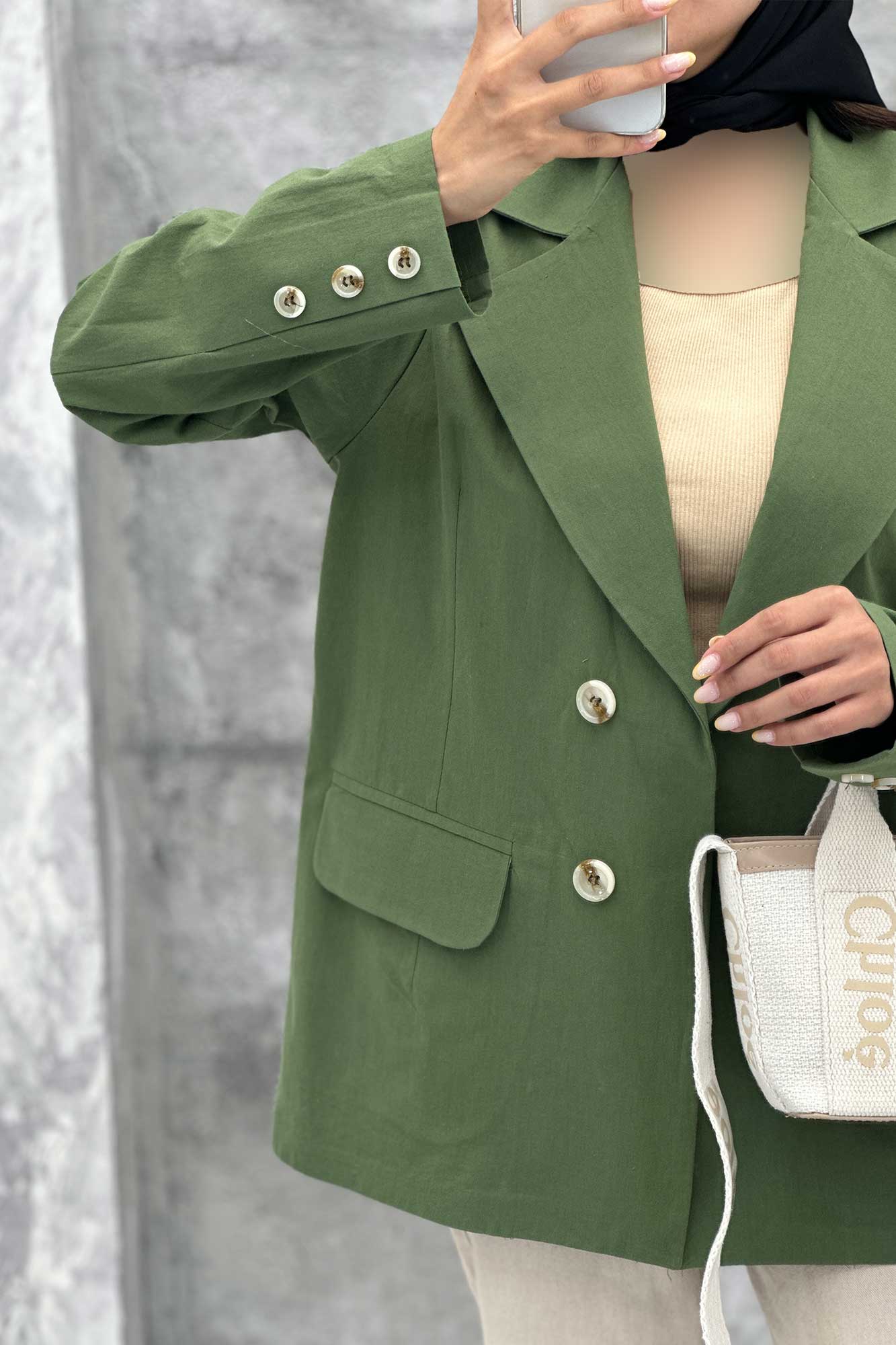 مانتو کتی چهار دکمه لینن ربکا